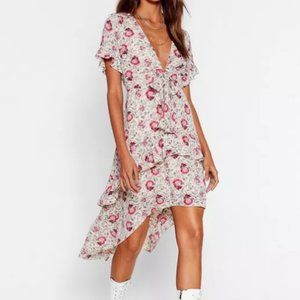 NASTY GAL Floral High Low Ruffle Dress